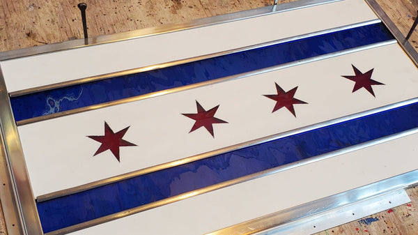 Chicago Flag Leaded Stained Glass